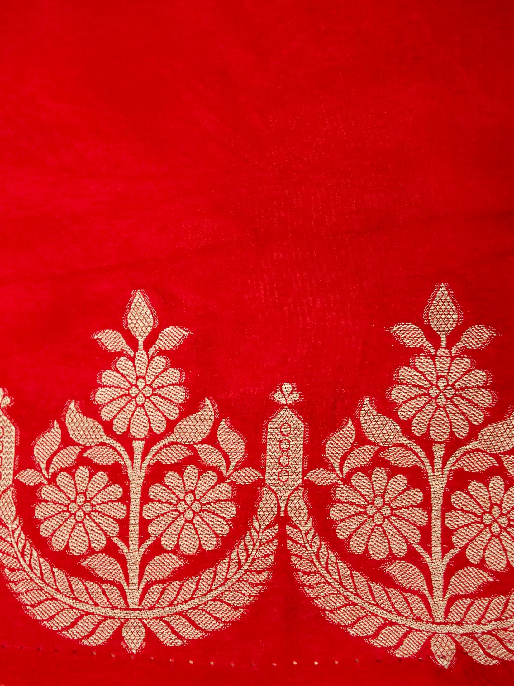 Crimson Red Banarasi Dola Silk Saree - Image 6