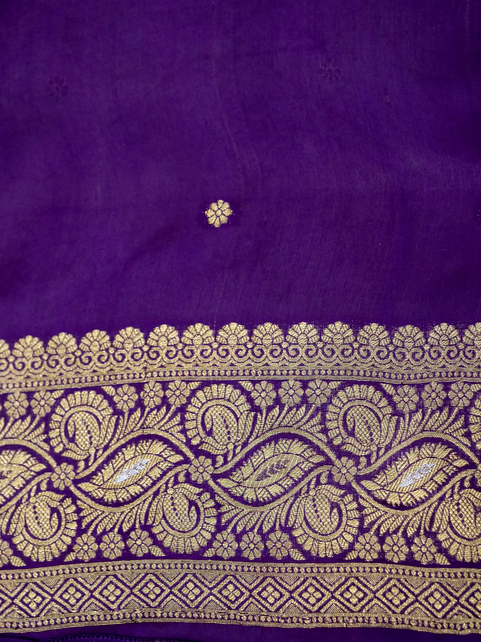 Deep Purple Banarasi Organza Satin Silk Saree - Image 7