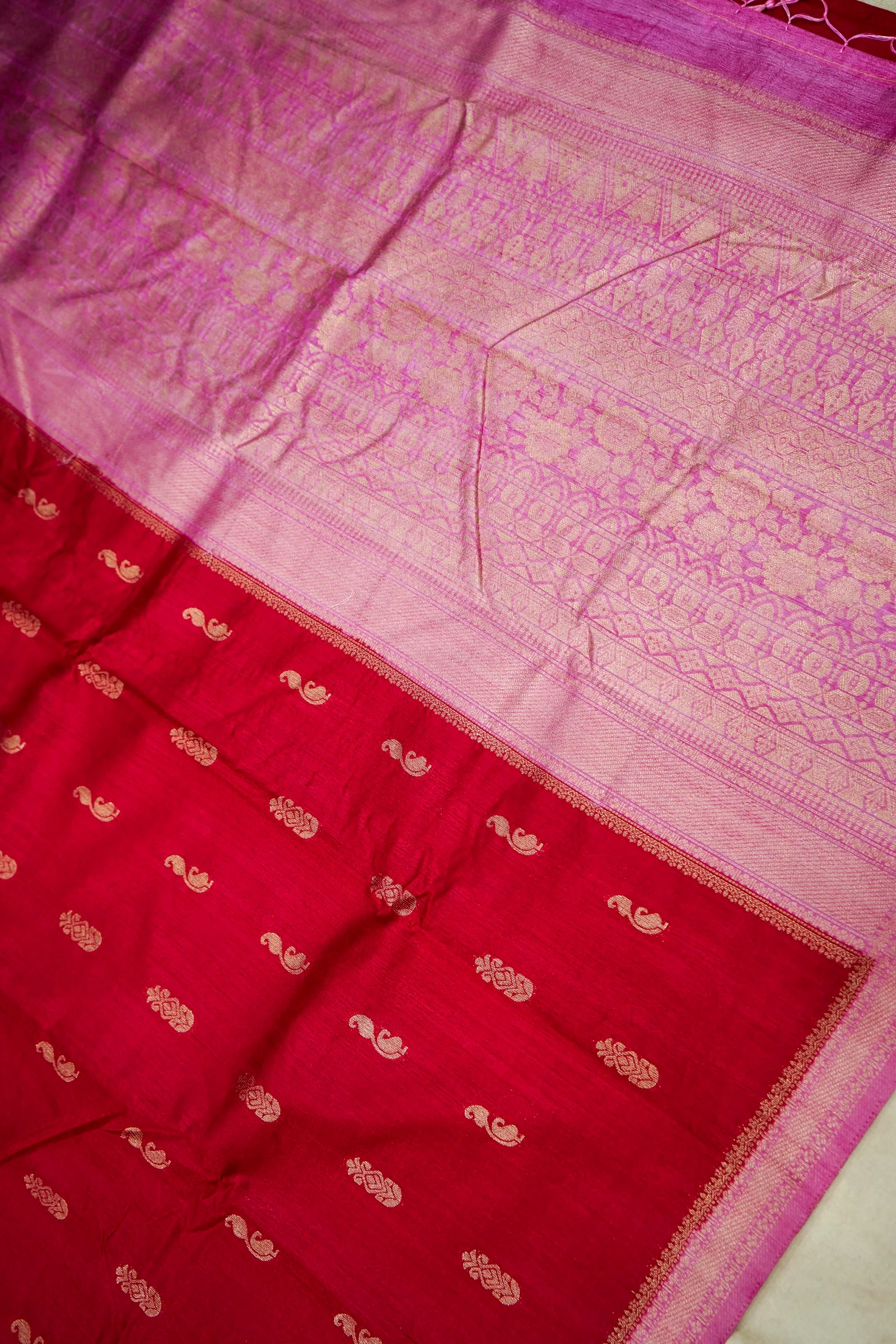 Deep Red Banarasi Khaddi Silk - Image 4