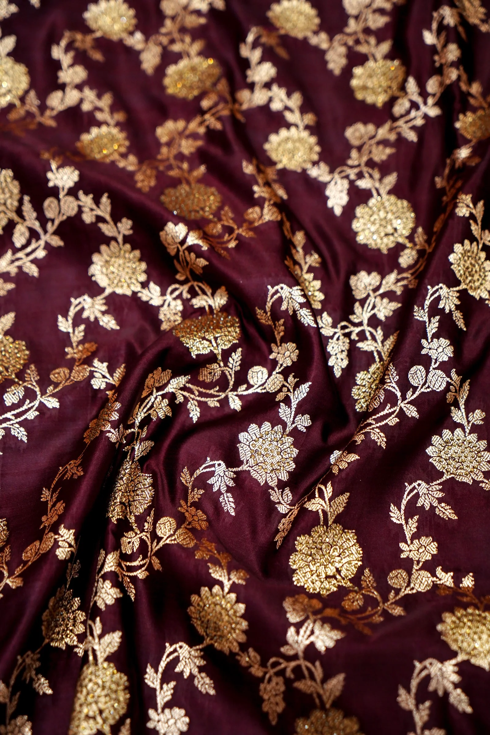 Deep Royal Maroon Banarasi Mashru Silk Saree - Image 4