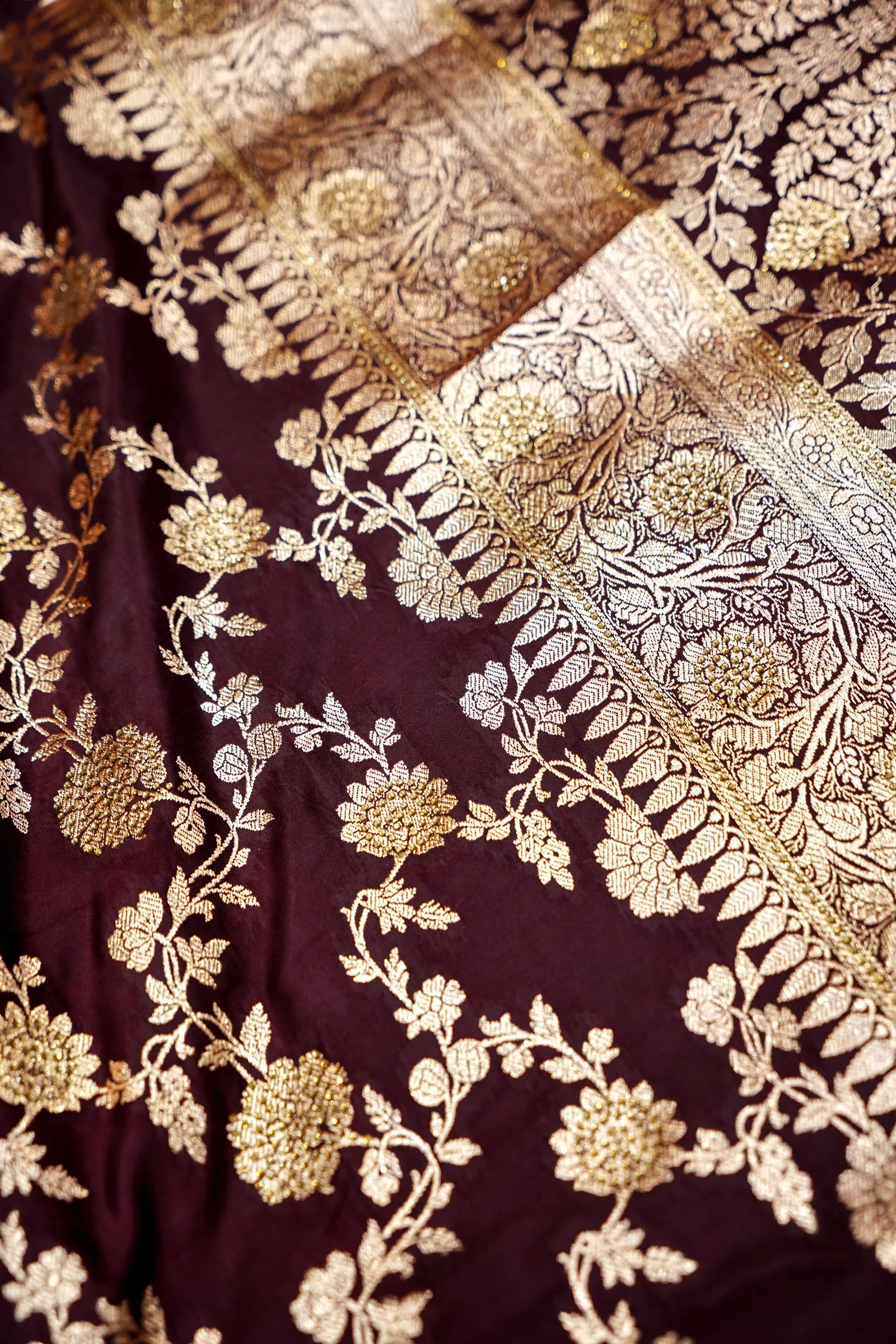 Deep Royal Maroon Banarasi Mashru Silk Saree - Image 6