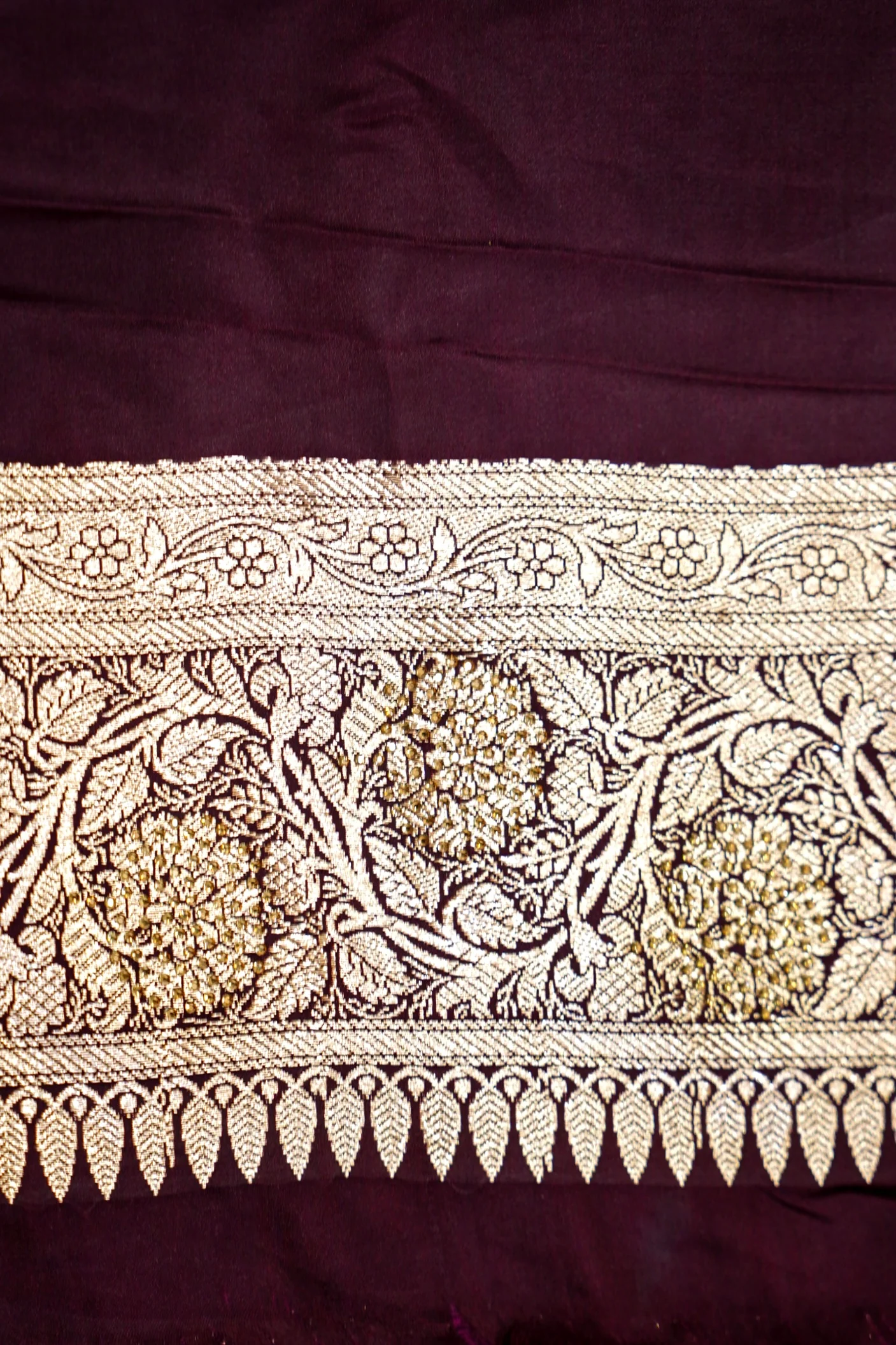 Deep Royal Maroon Banarasi Mashru Silk Saree - Image 7