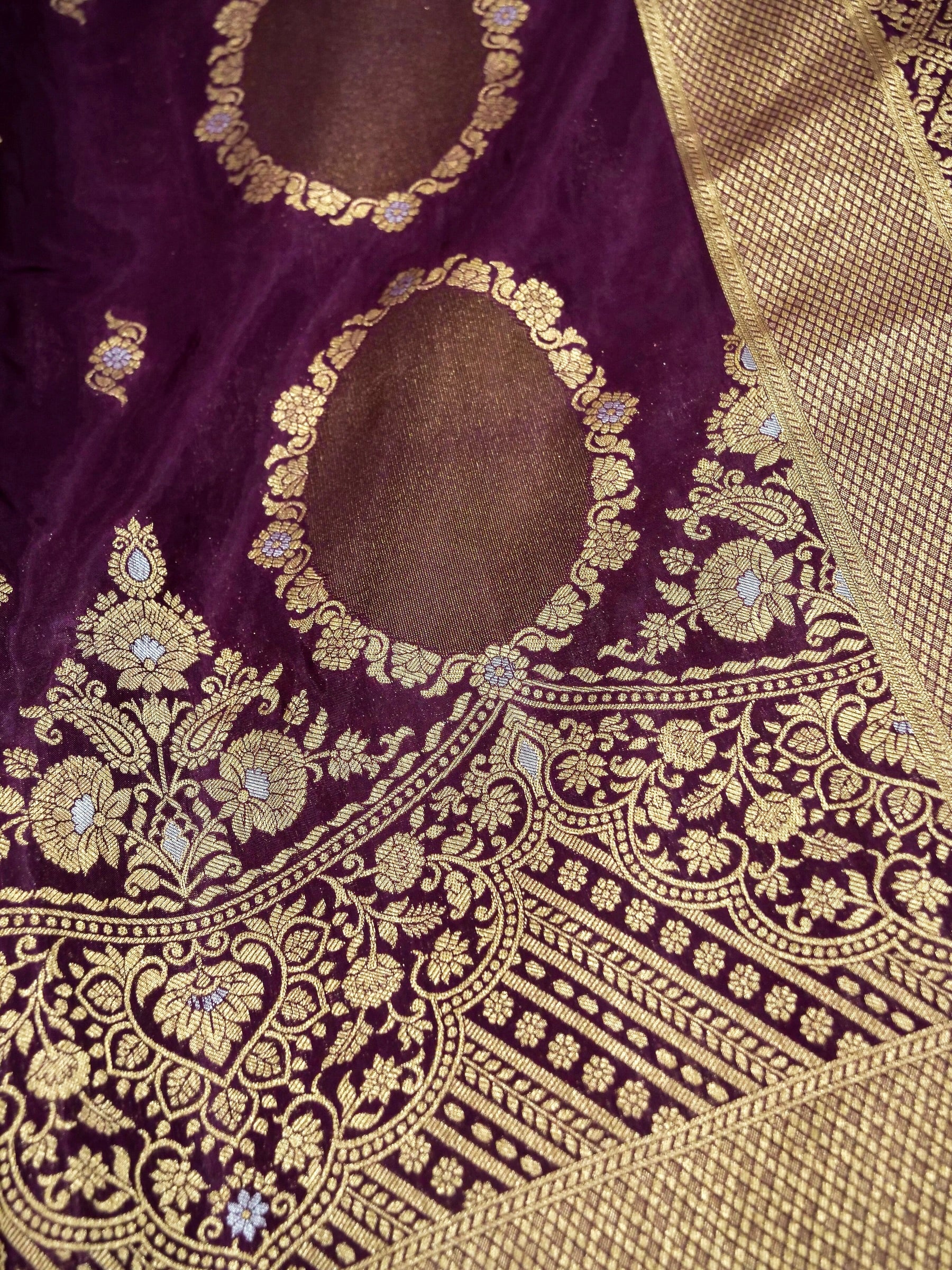 Deep Wine Banarasi Silk Saree - Image 4