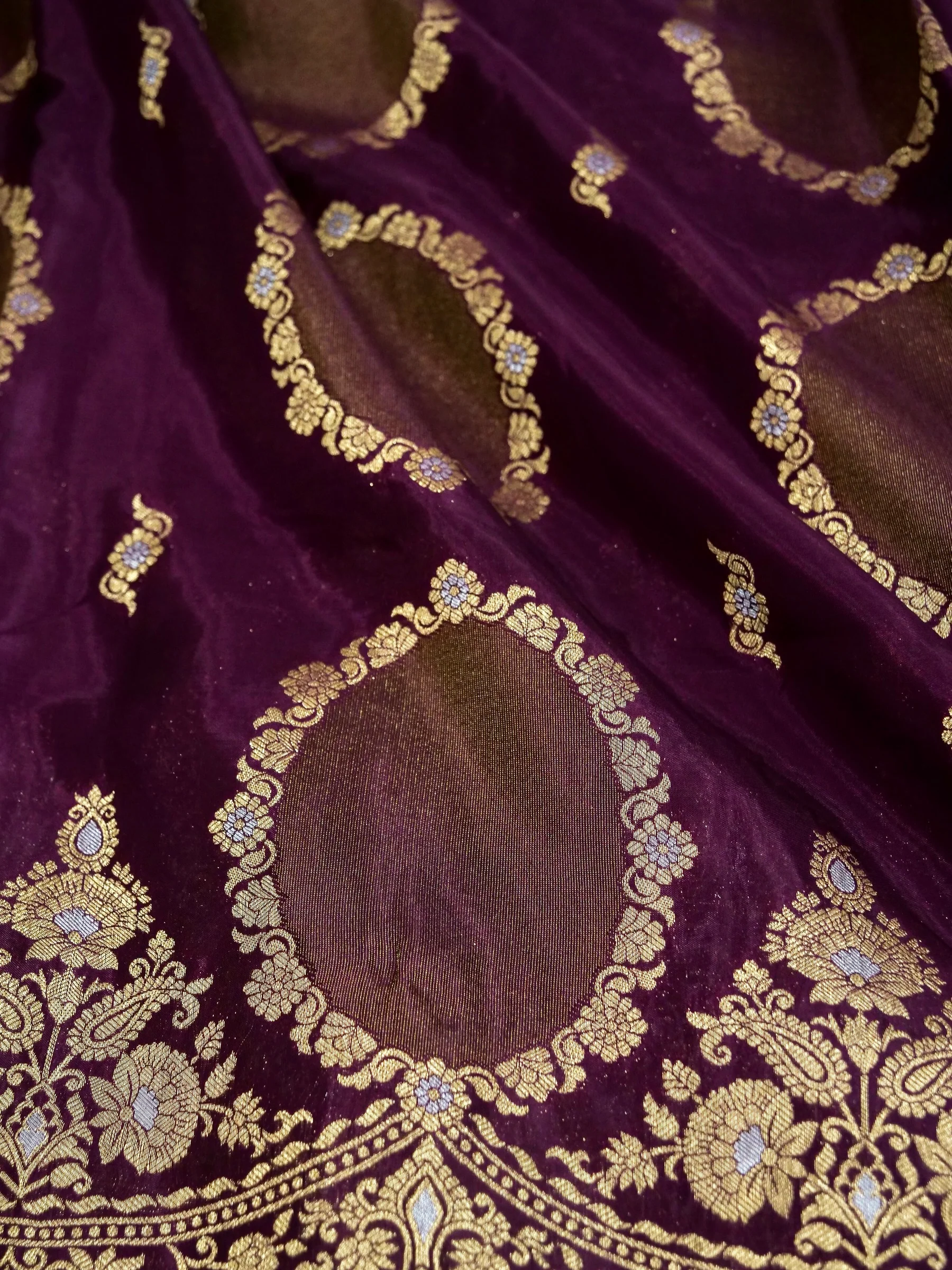 Deep Wine Banarasi Silk Saree - Image 5