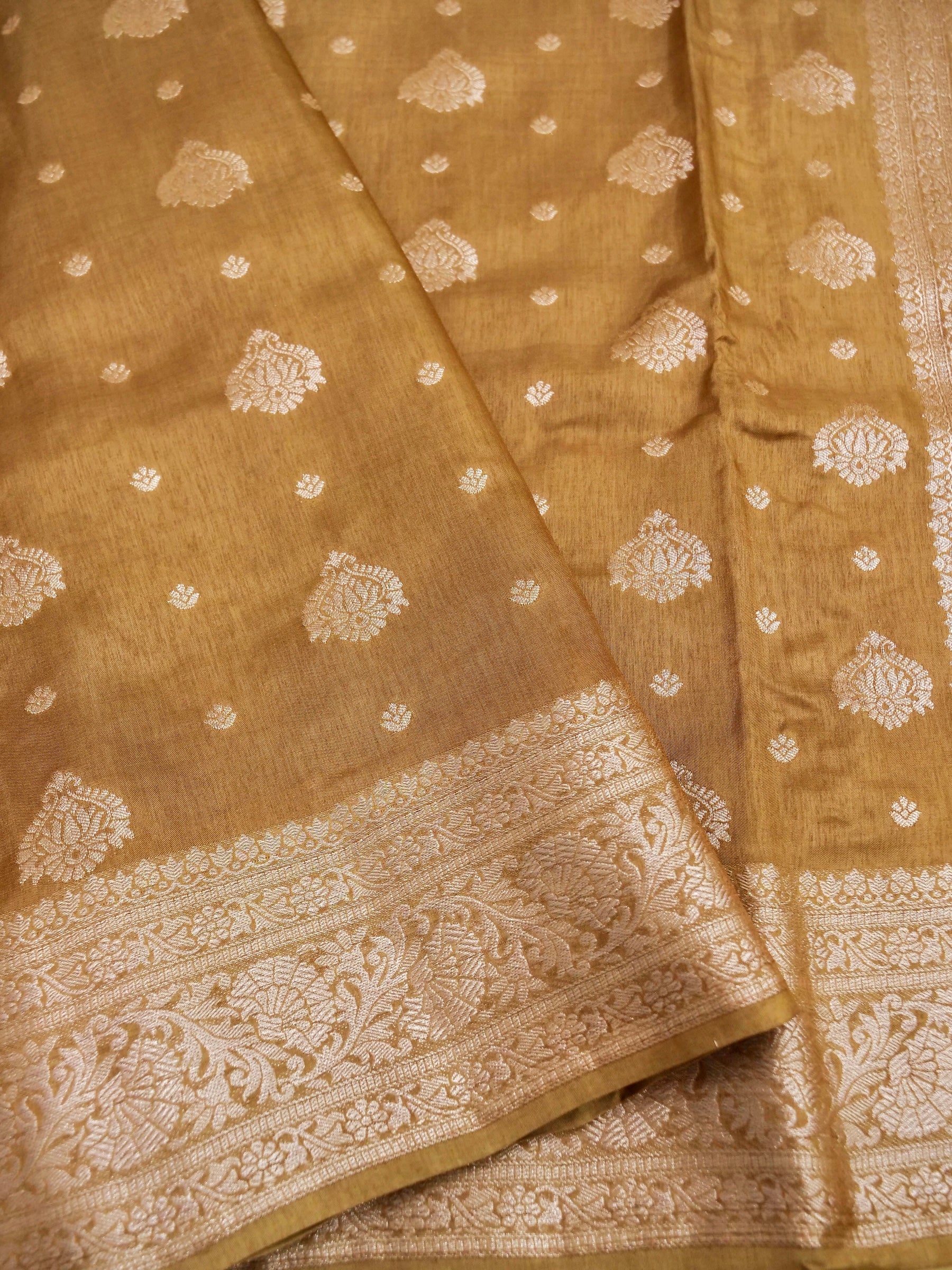 Golden Brown Banarasi Dola Silk Saree - Image 3