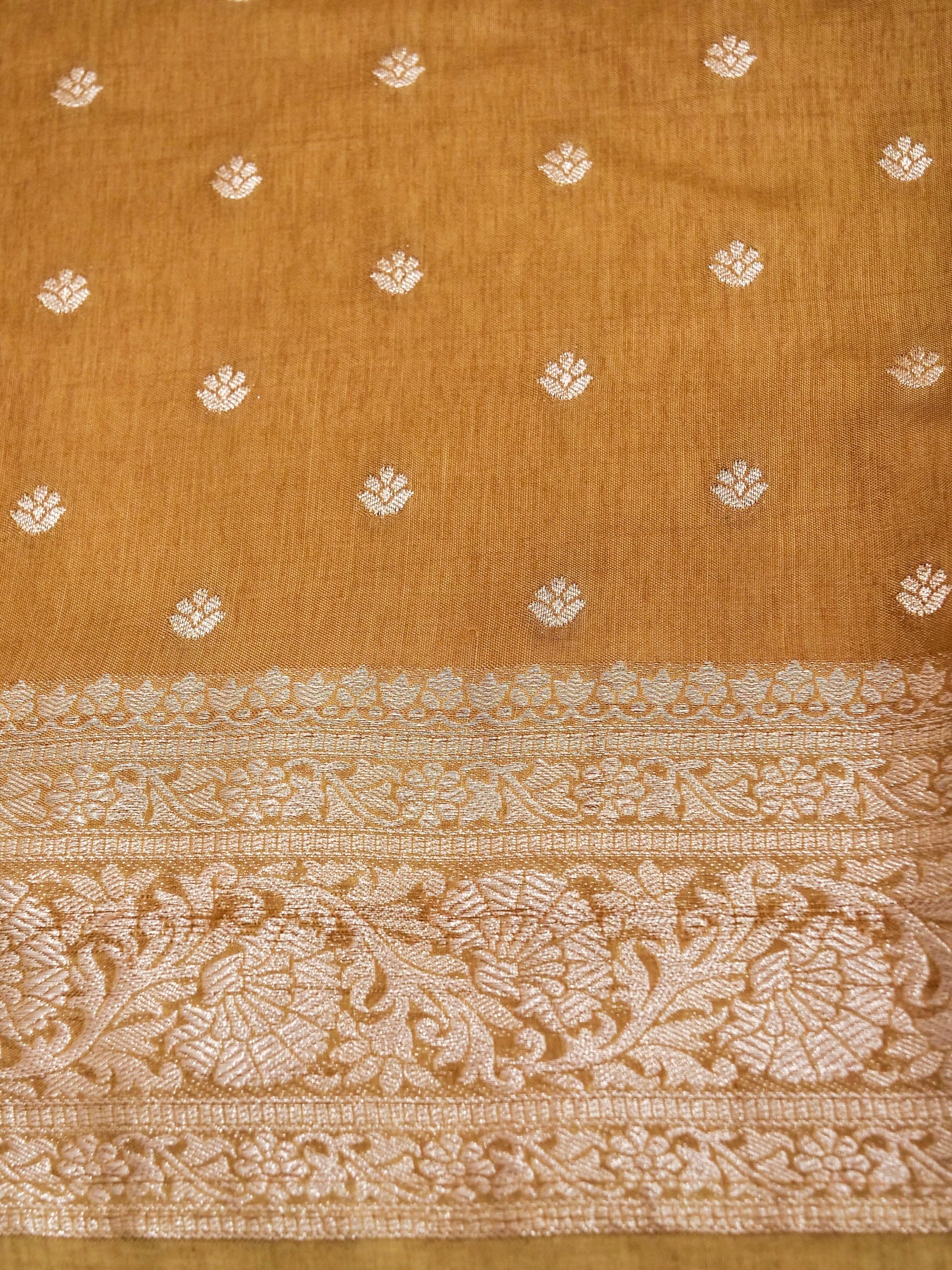 Golden Brown Banarasi Dola Silk Saree - Image 6