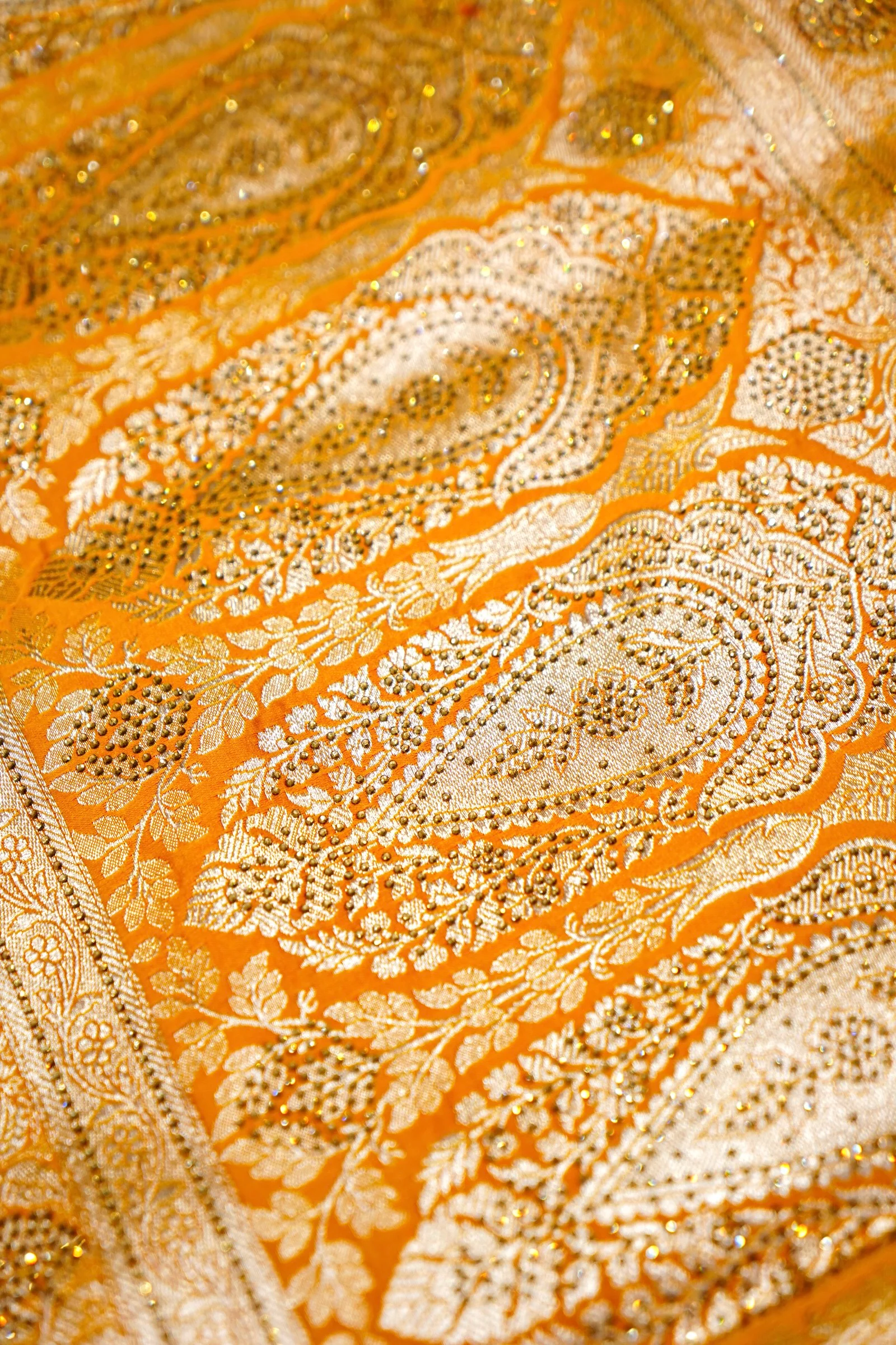 Marigold Yellow Banarasi Mashru Silk Saree - Image 5