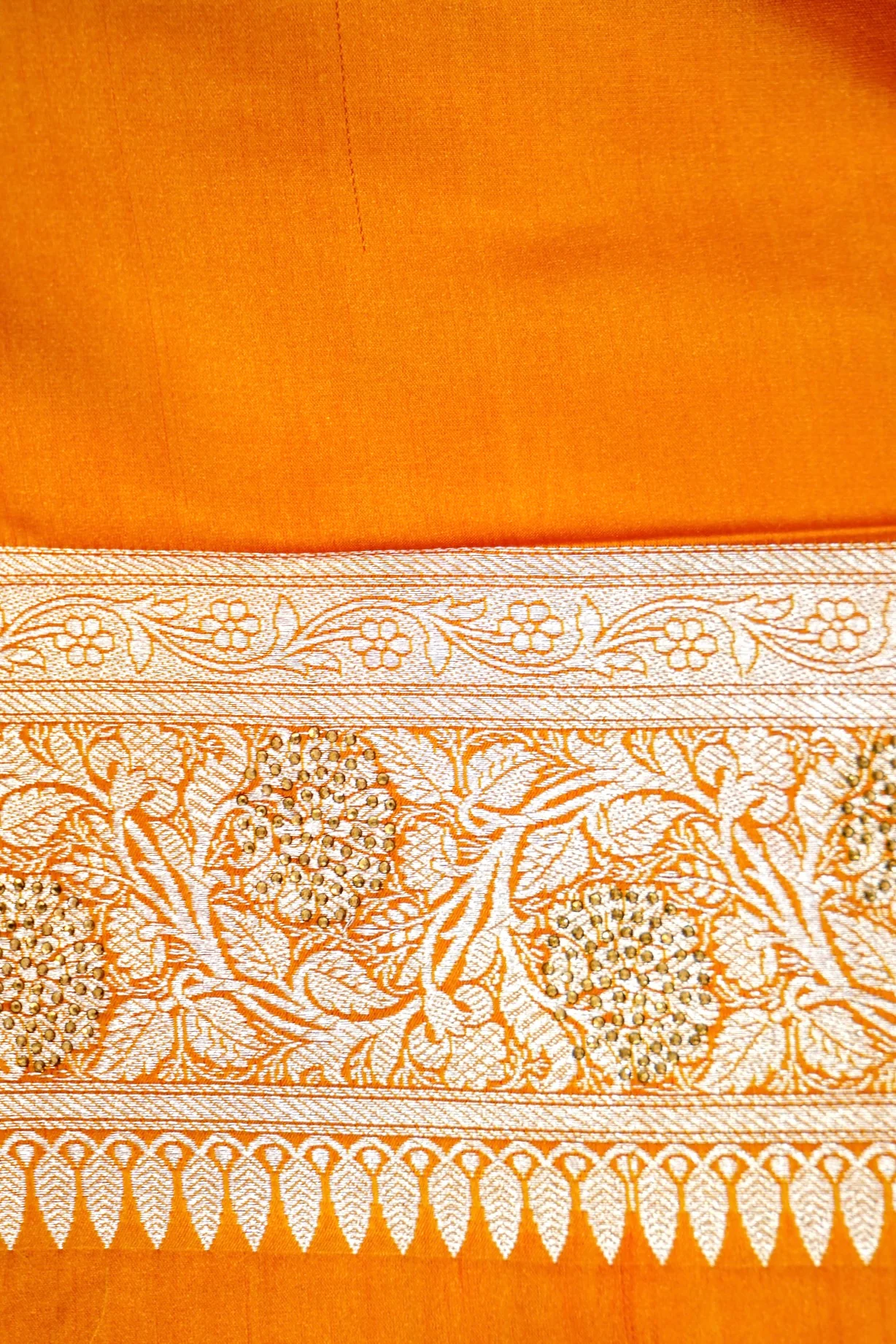 Marigold Yellow Banarasi Mashru Silk Saree - Image 9