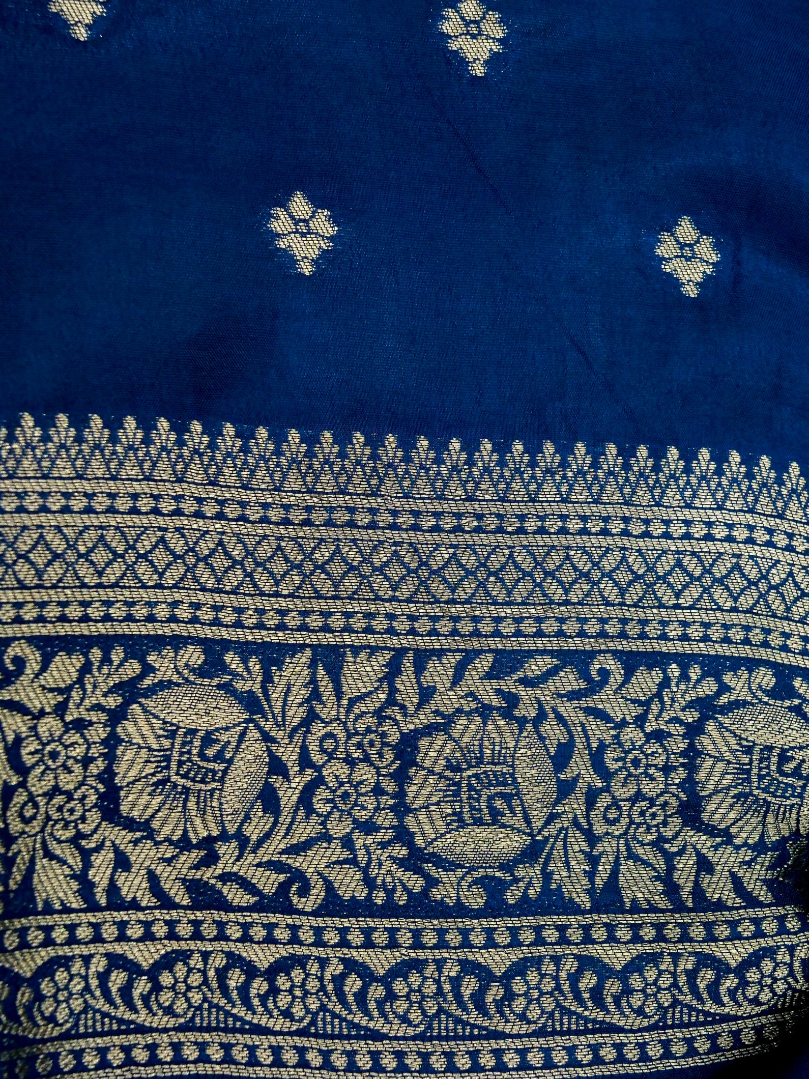 Midnight Blue Banarasi Dola Silk Saree - Image 6