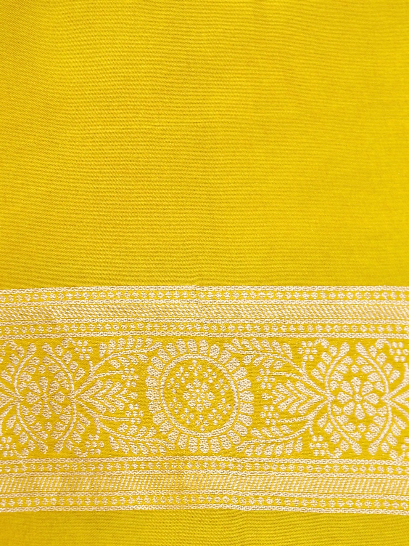 Mustard Yellow Banarasi Dola Silk Saree - Image 7