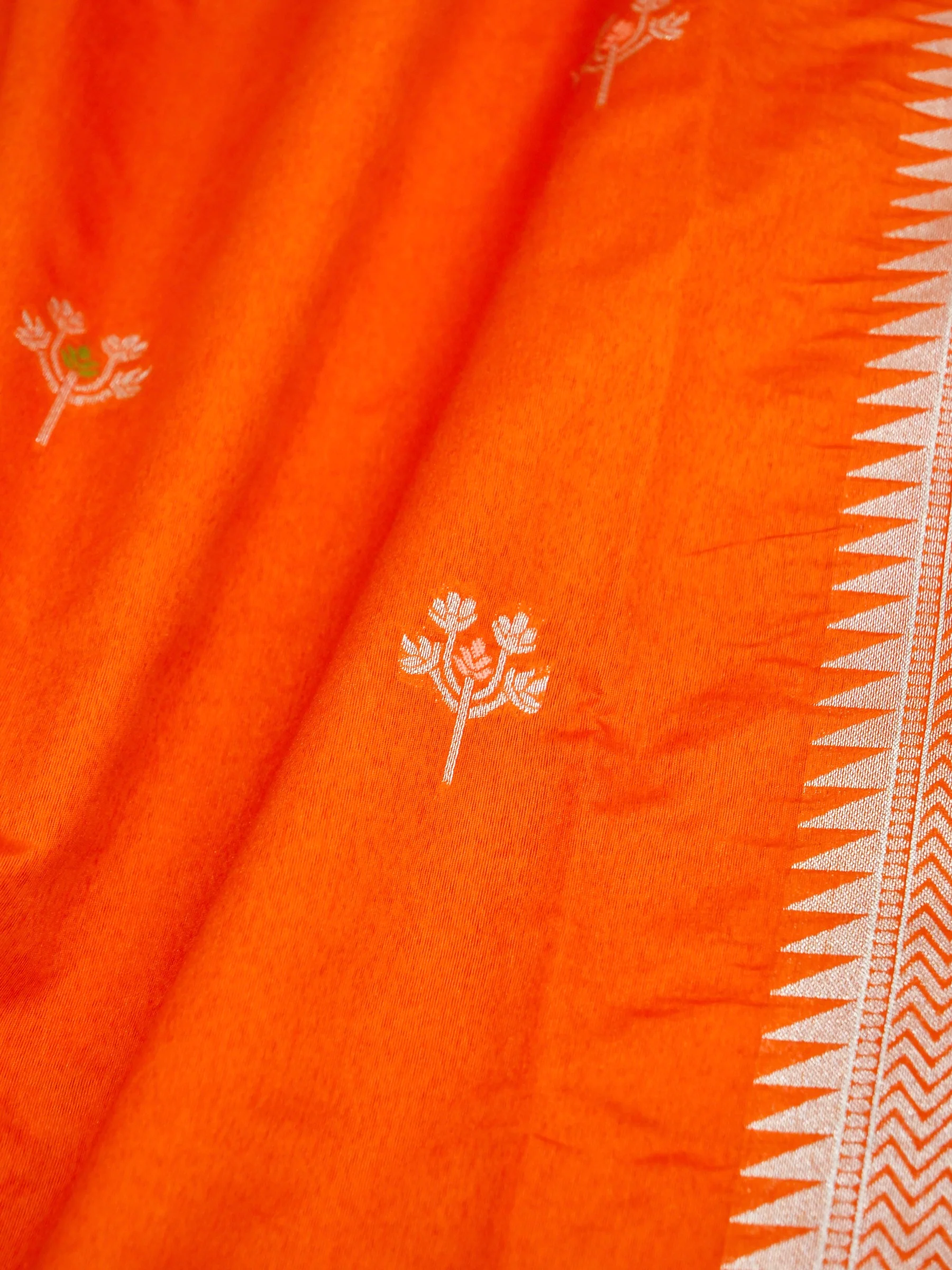 Orange Banarasi Dupion Silk Saree - Image 4