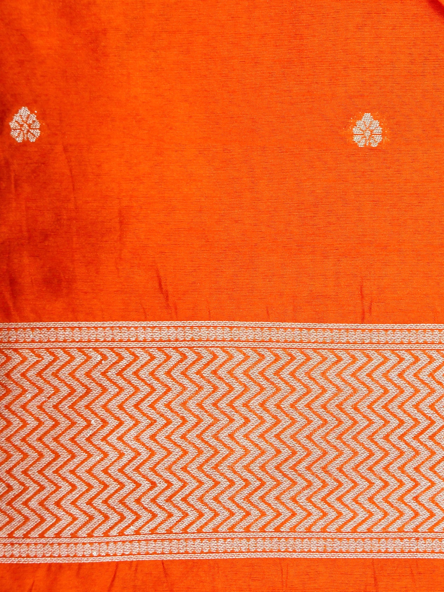 Orange Banarasi Dupion Silk Saree - Image 7