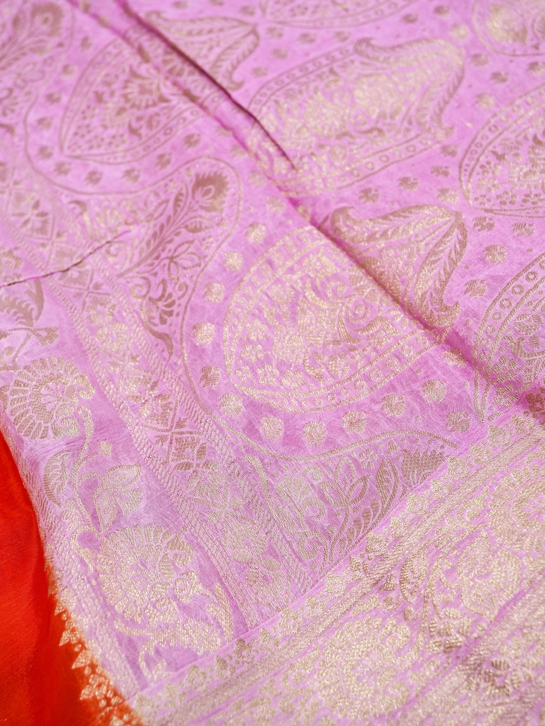 Orange Banarasi Chinon Silk Saree - Image 5