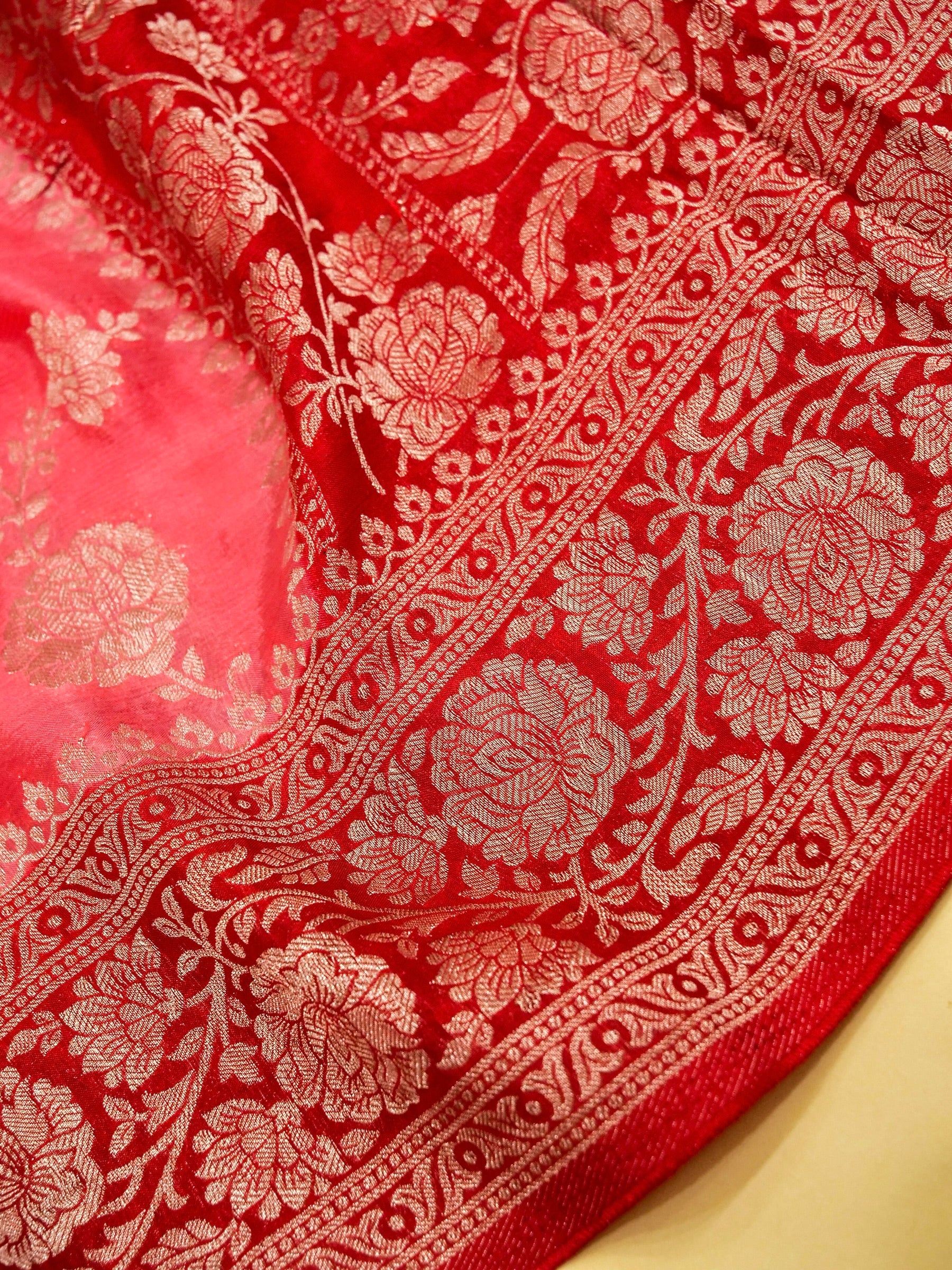Pink Banarasi Chinon Silk Saree - Image 5