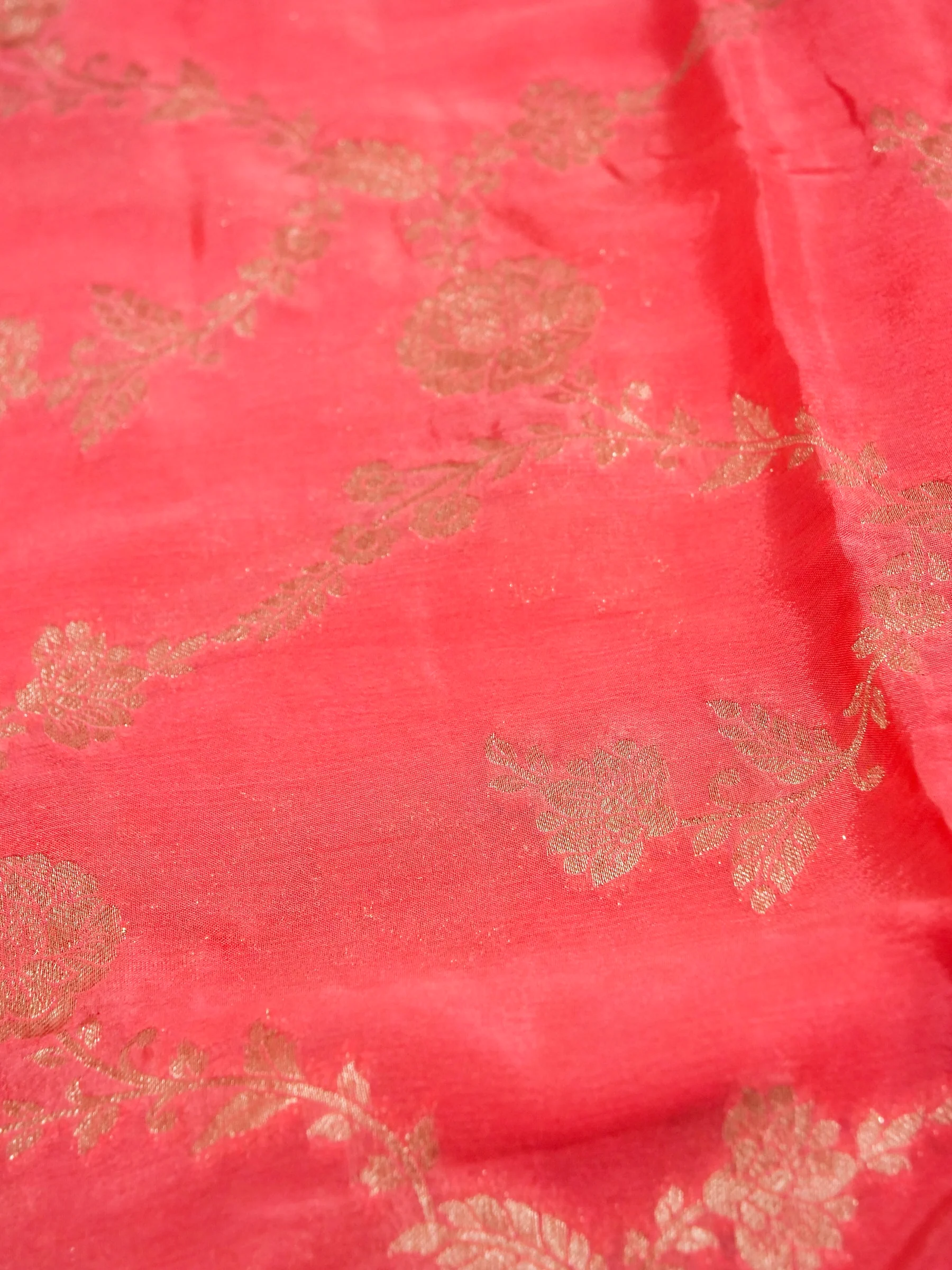 Pink Banarasi Chinon Silk Saree - Image 6