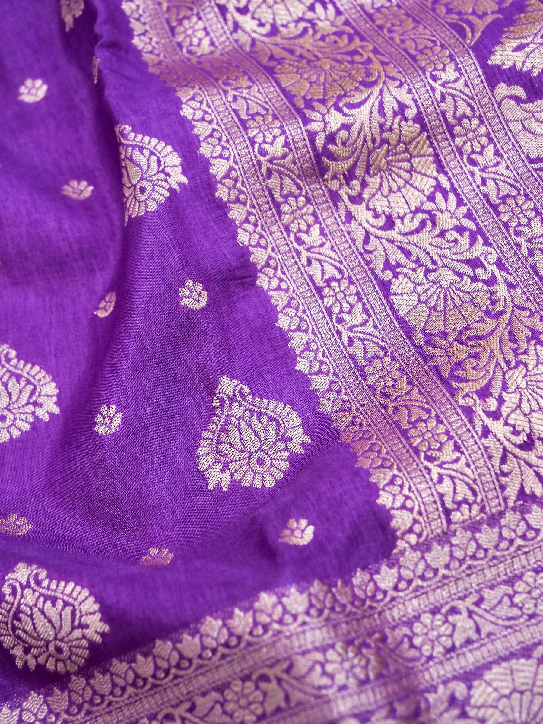 Purple Banarasi Dola Silk Saree - Image 6