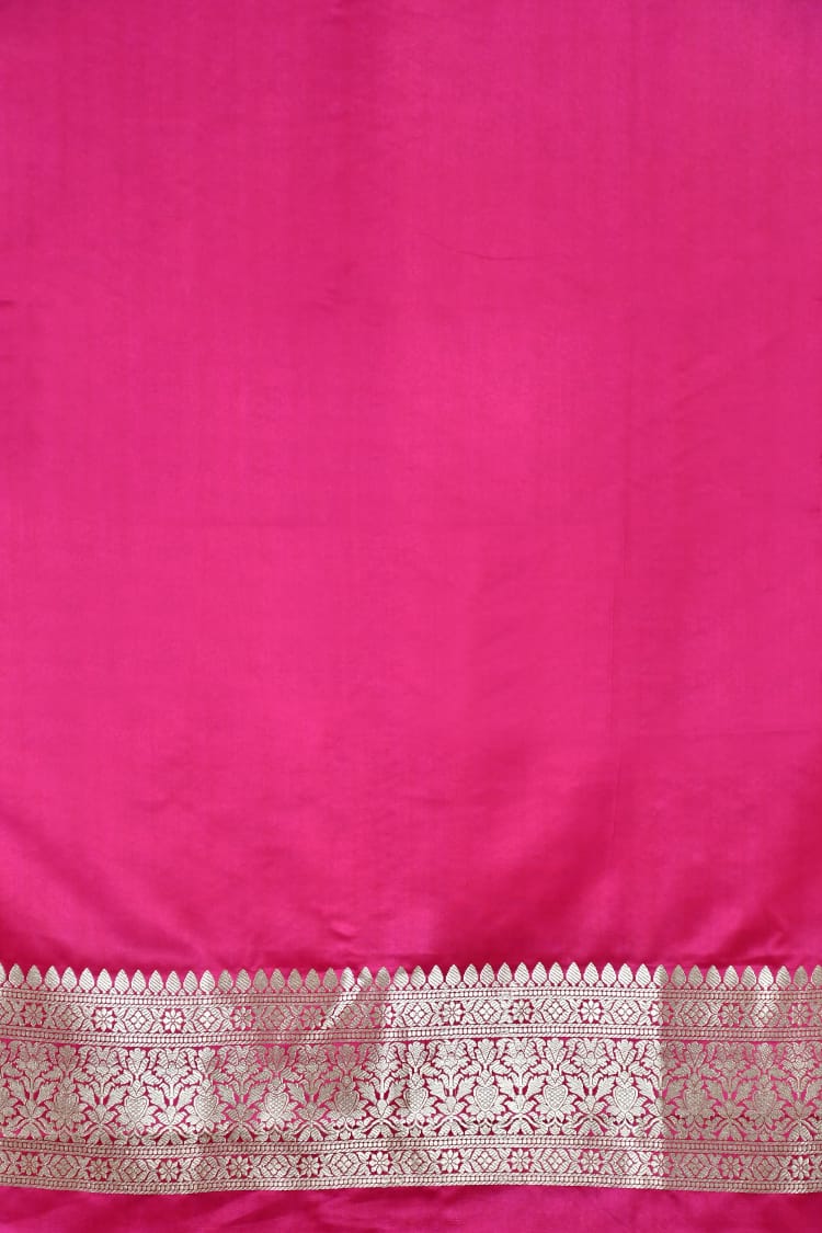 Rani Pink Banarasi Silk Saree with Zari - Image 5