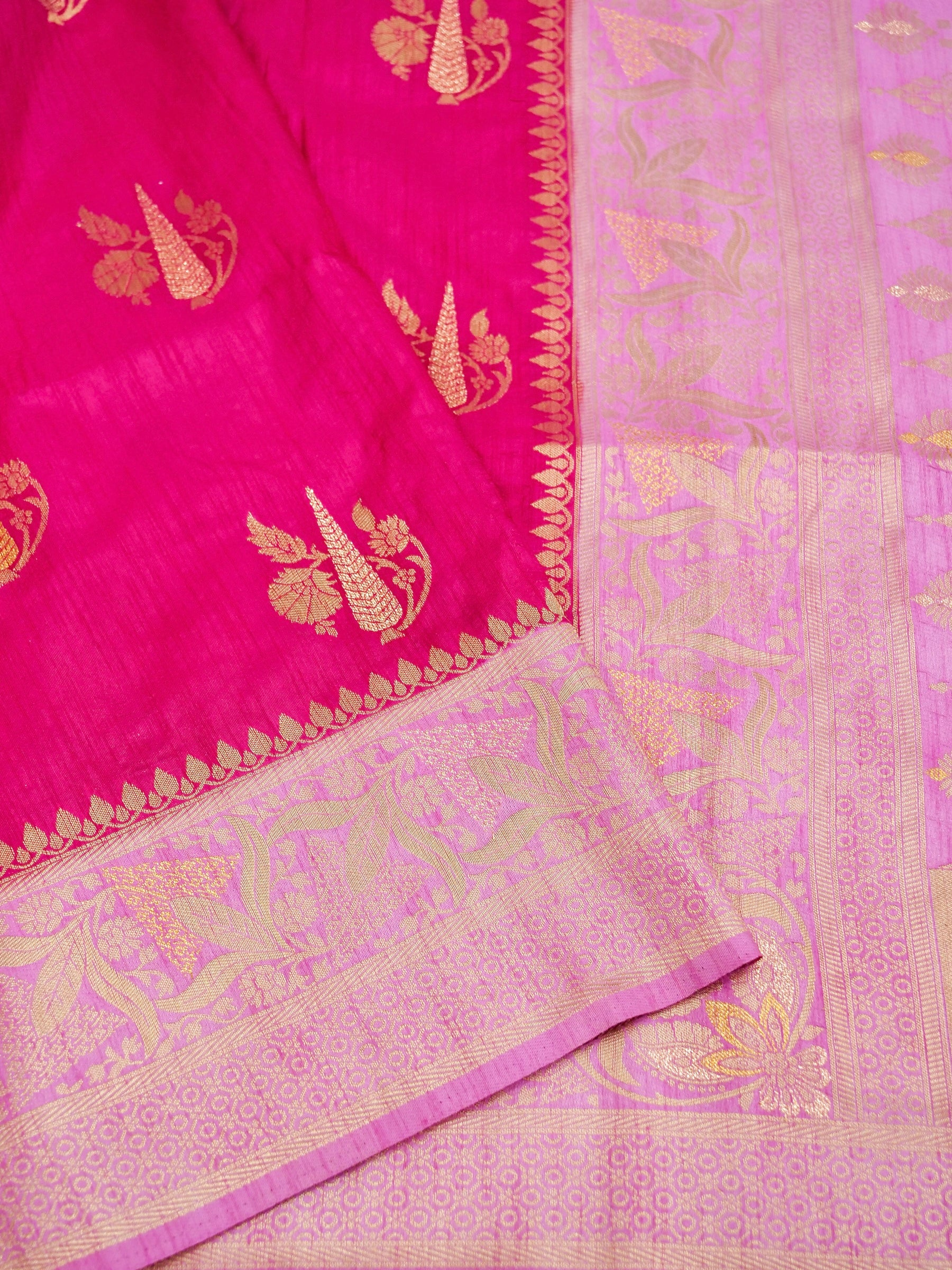 Rani Pink Banarasi Dupion Silk Saree - Image 3