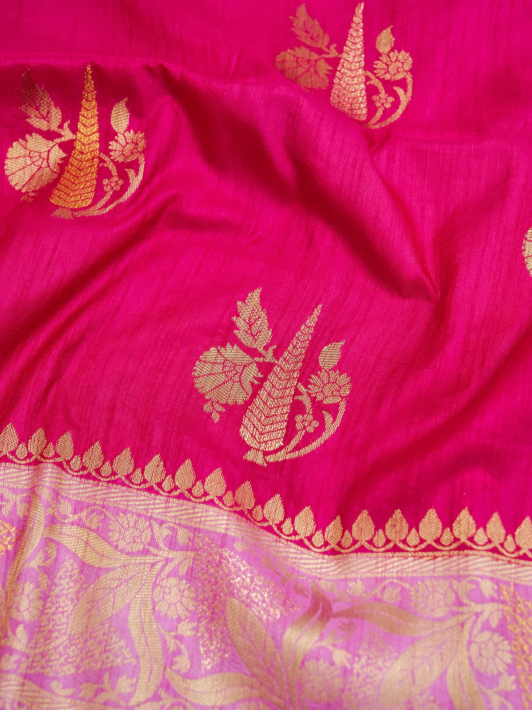 Rani Pink Banarasi Dupion Silk Saree - Image 4