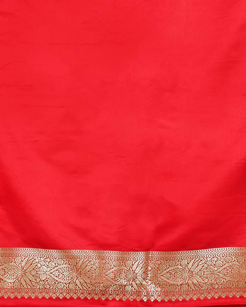 Red Banarasi Silk Saree with Paisley Buti Work - Image 5