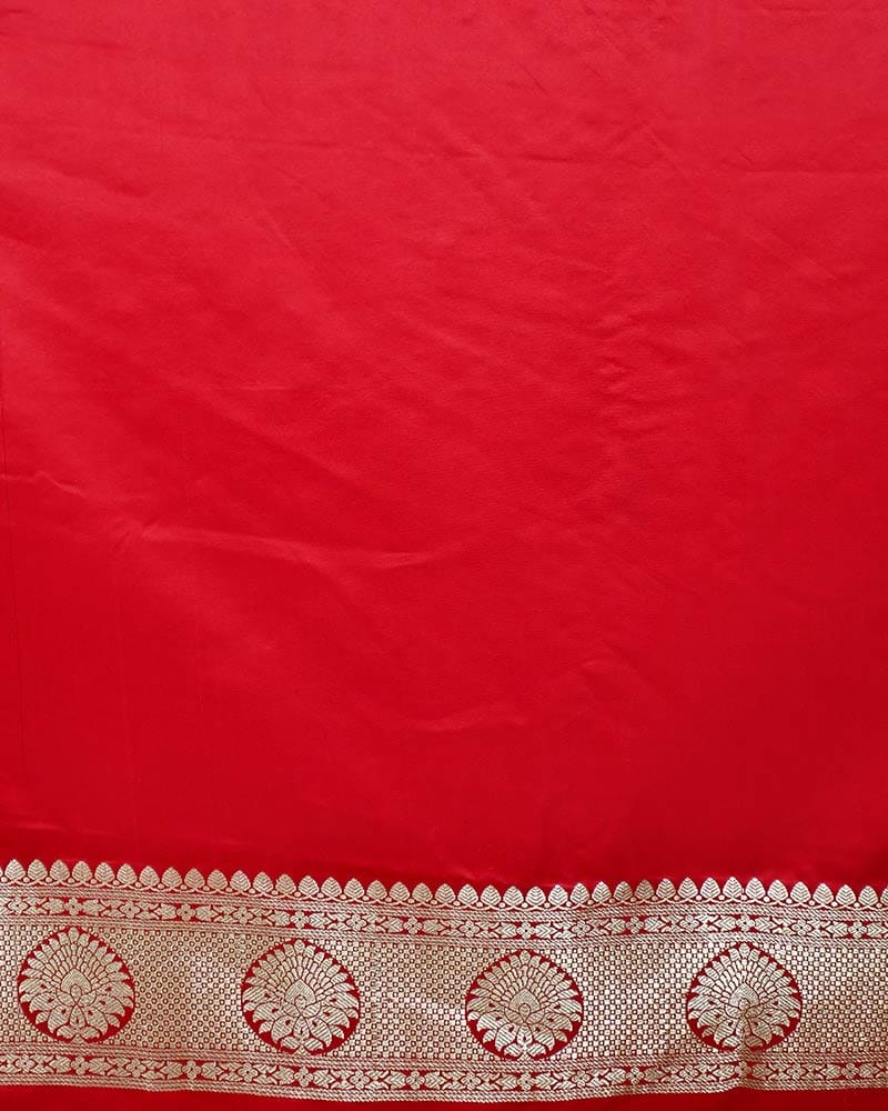 Red Banarasi Silk Saree with Zari Buti - Image 4
