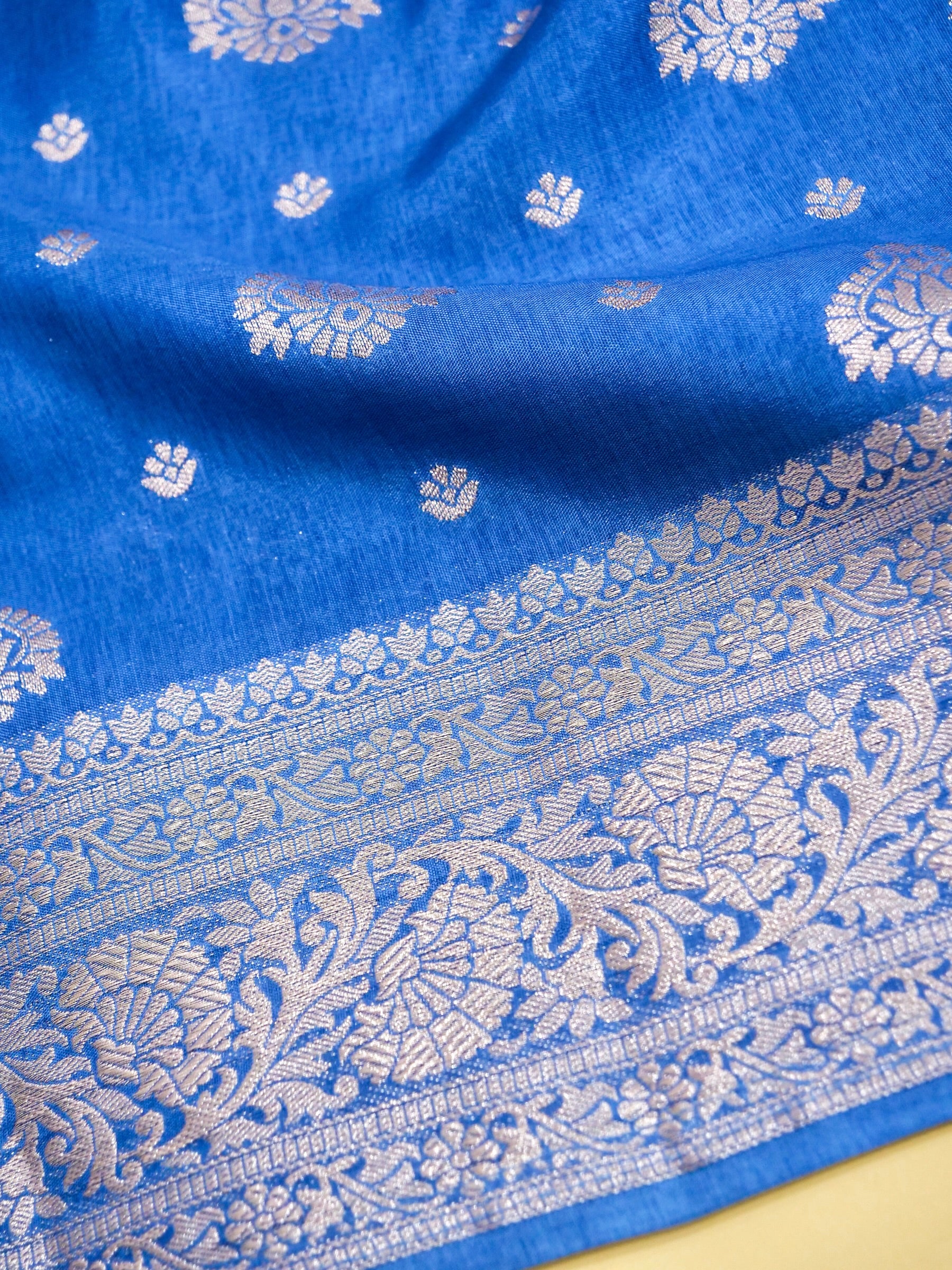 Royal Blue Banarasi Dola Silk Saree - Image 5