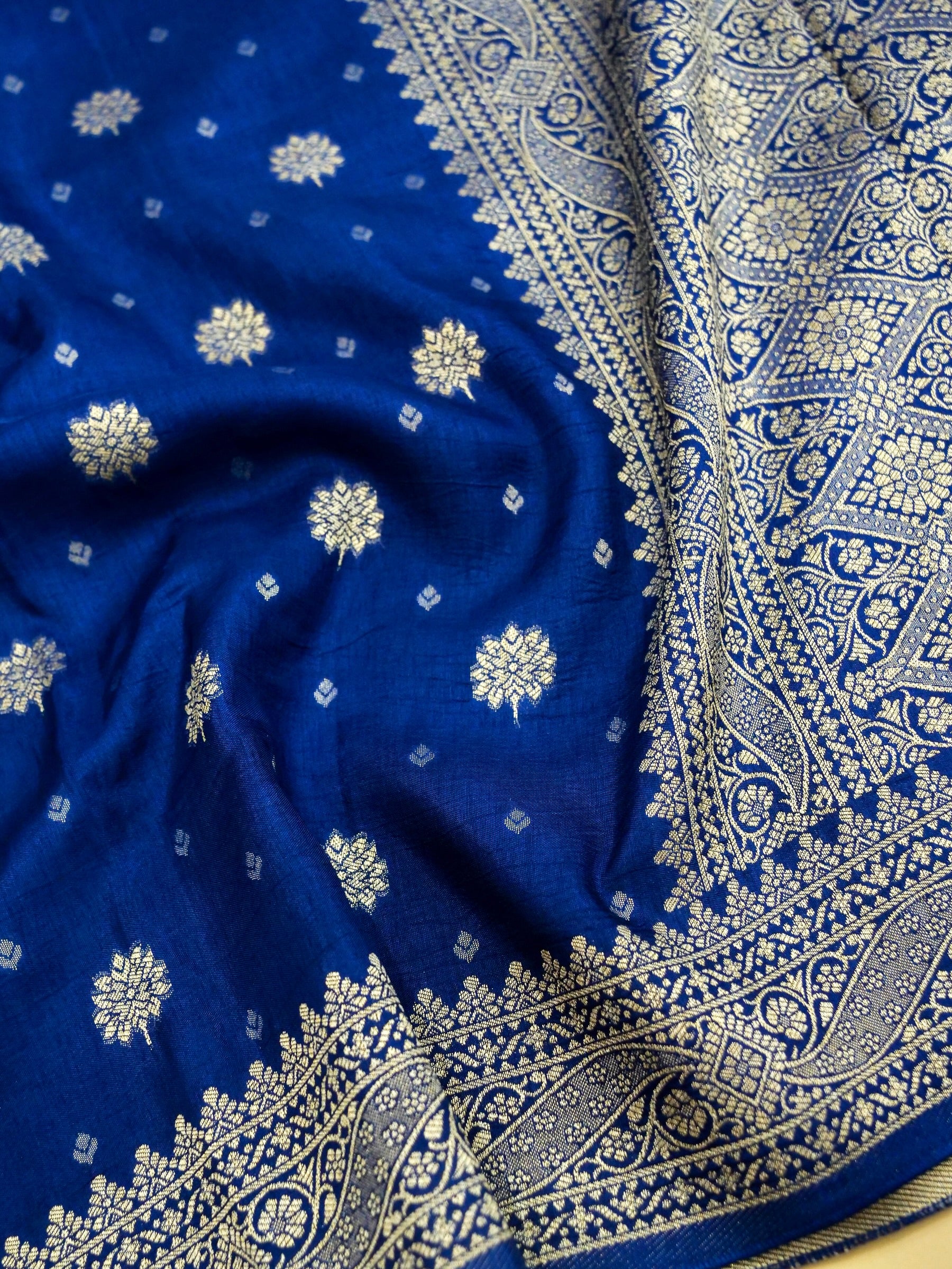 Royal Blue Banarasi Dola Silk Saree - Image 4