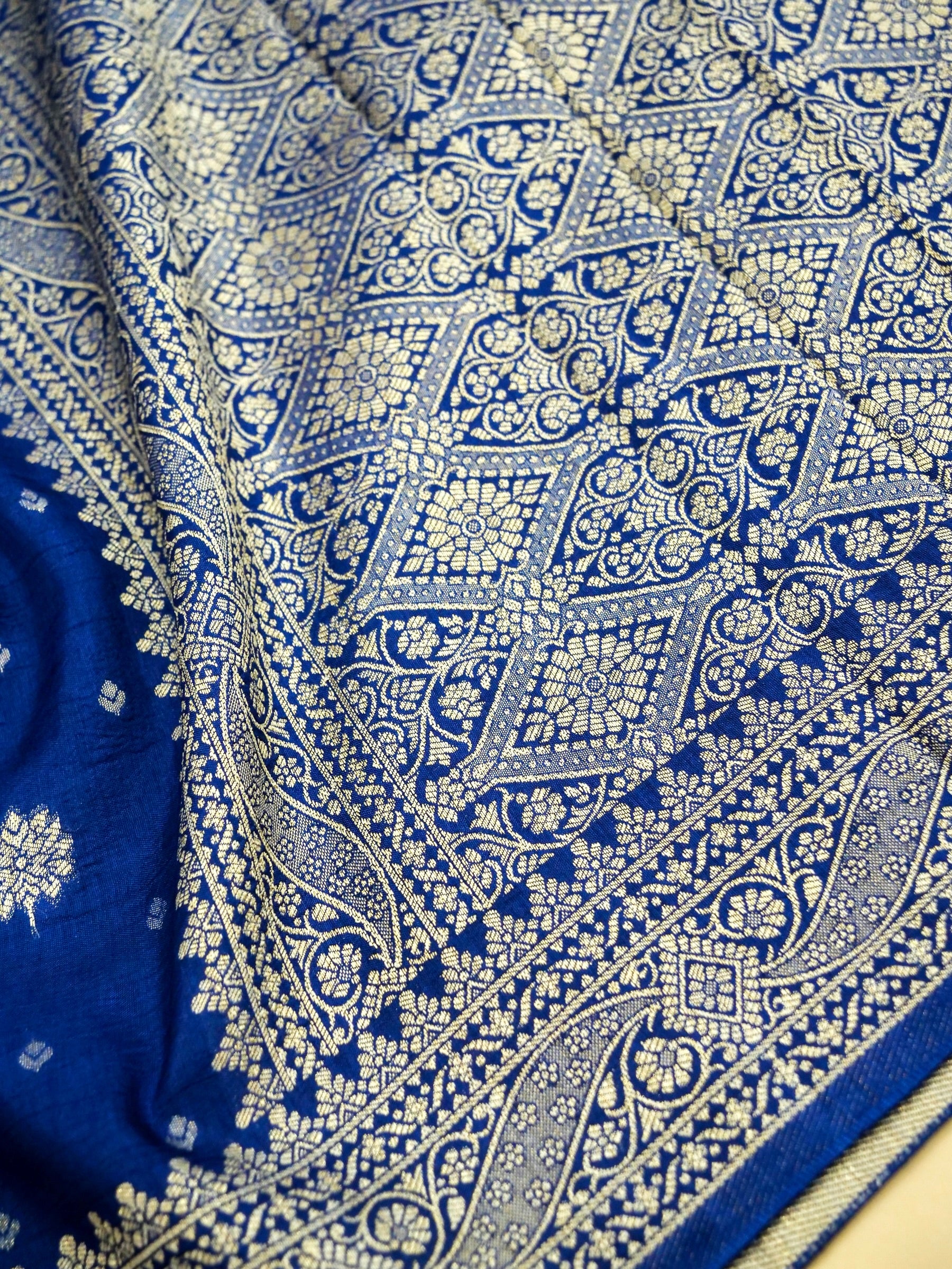 Royal Blue Banarasi Dola Silk Saree - Image 5