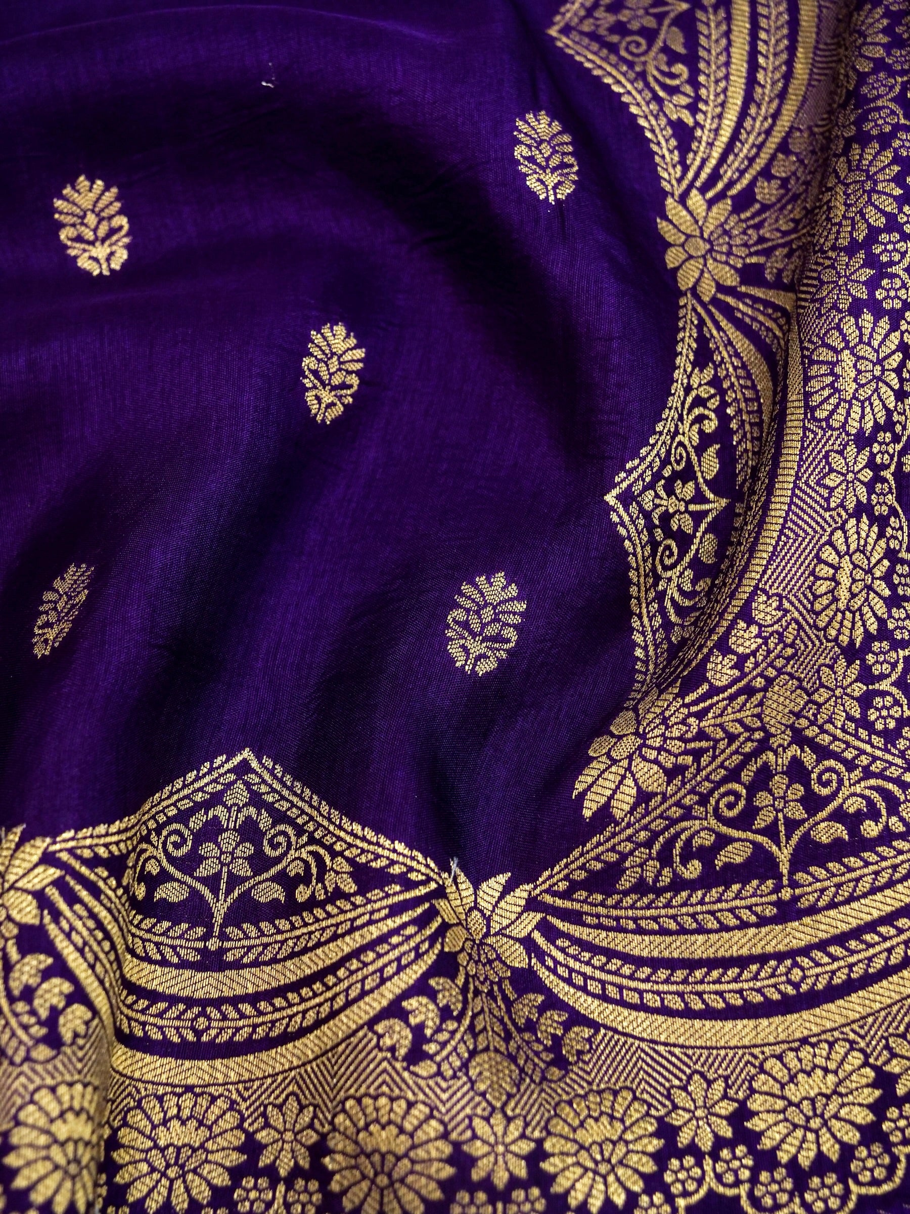 Royal Blue Banarasi Dola Silk Saree - Image 4