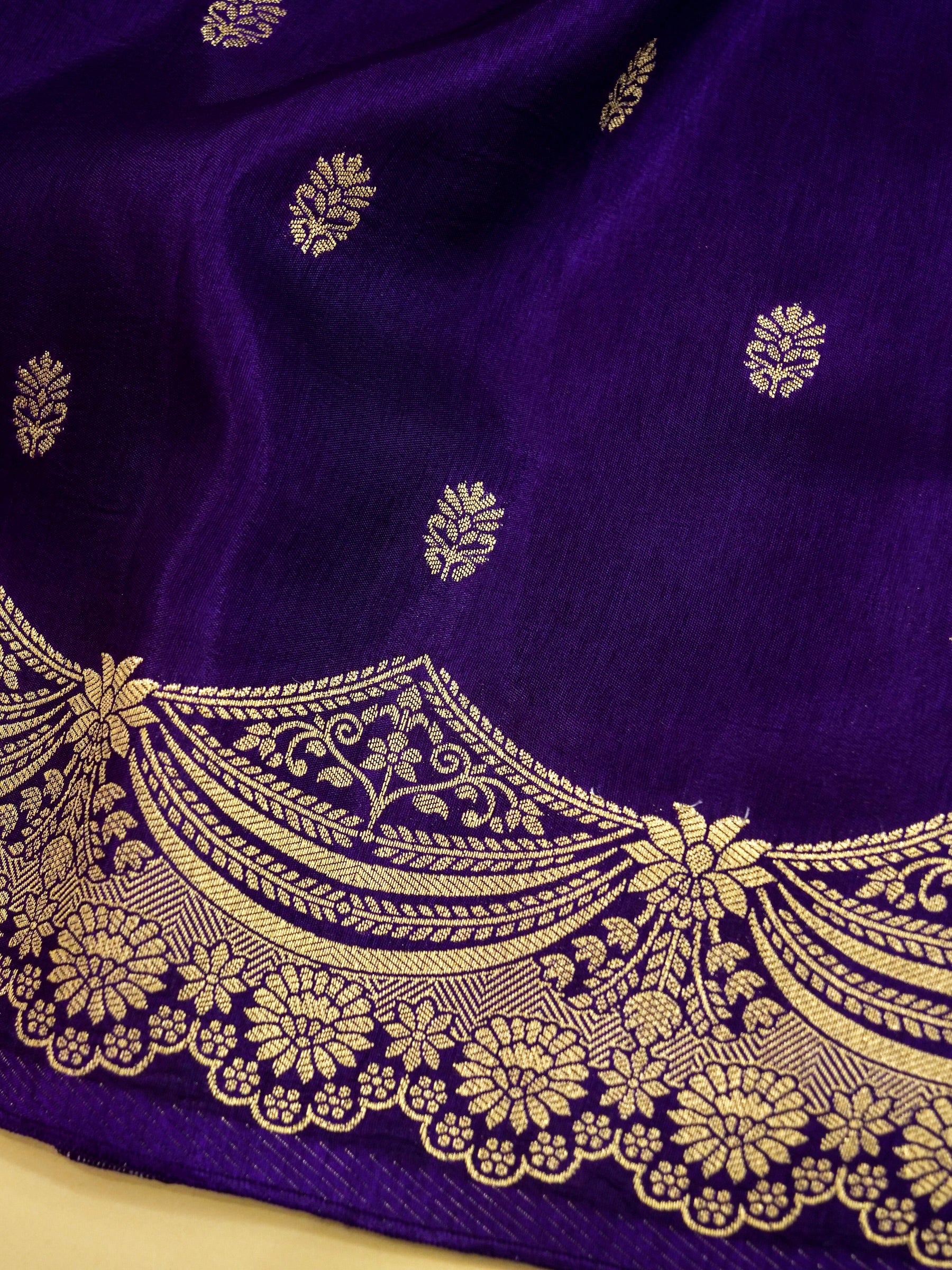 Royal Blue Banarasi Dola Silk Saree - Image 6