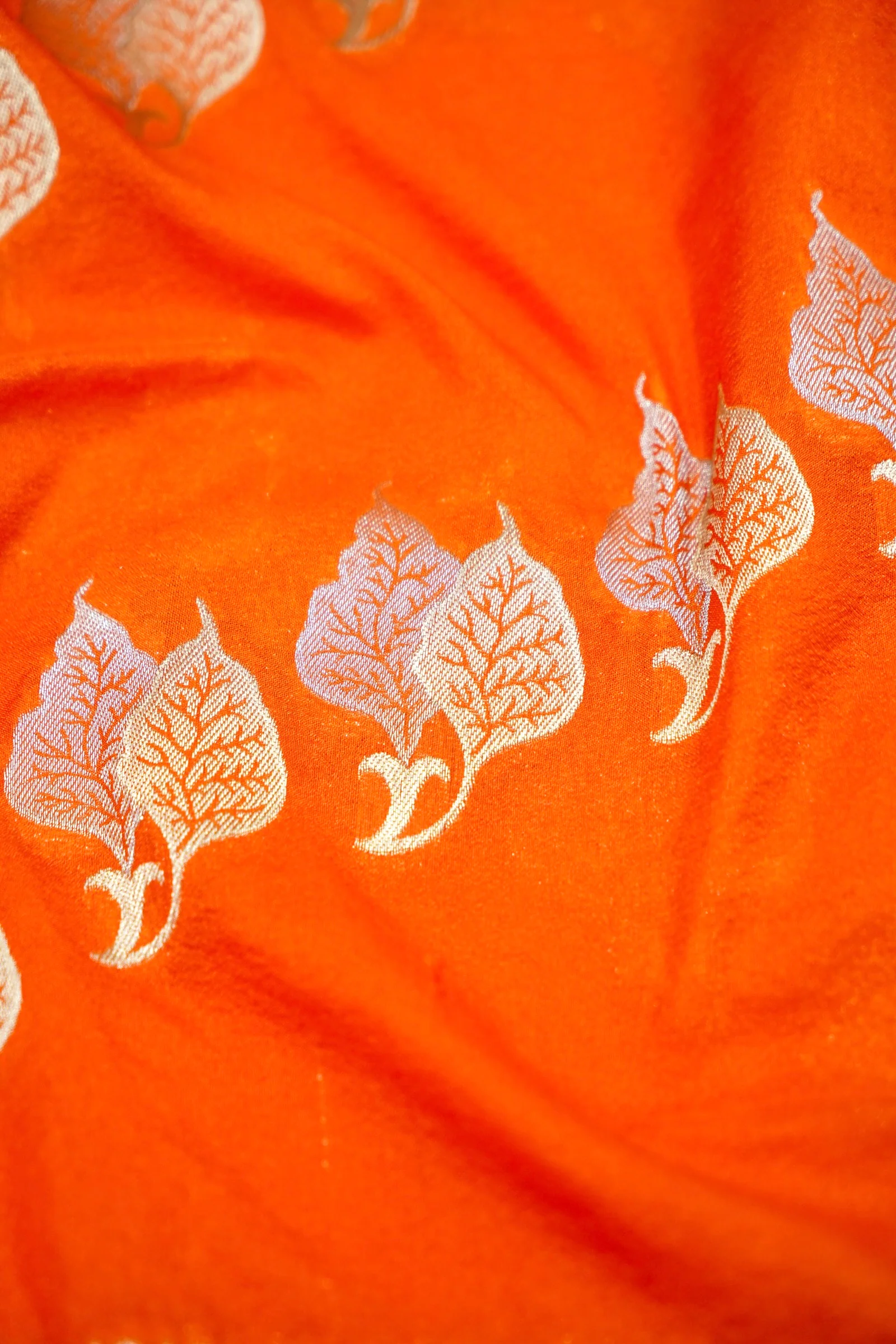 Saffron-Orange Banarasi Georgette Saree - Image 5