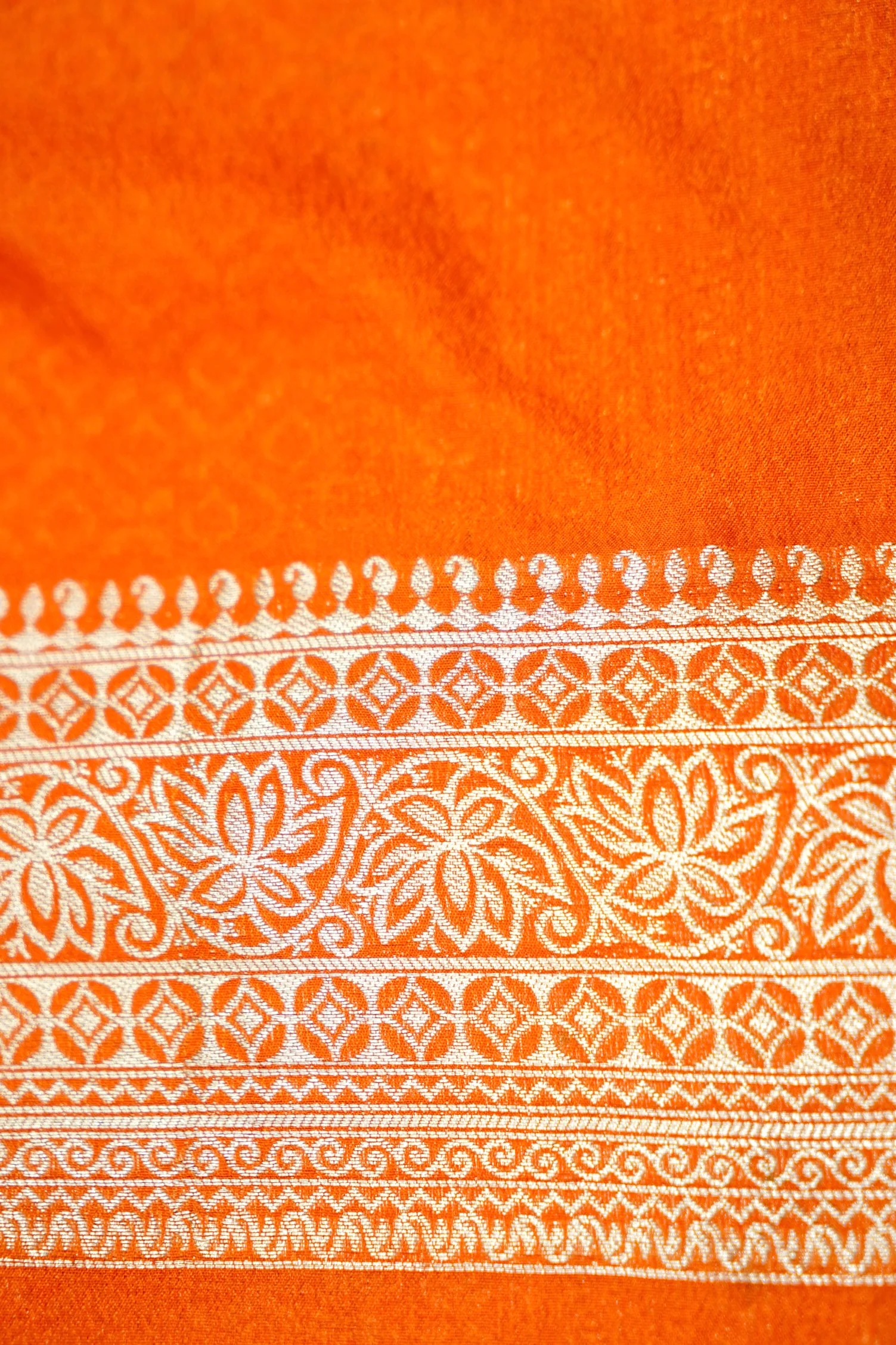 Saffron-Orange Banarasi Georgette Saree - Image 6