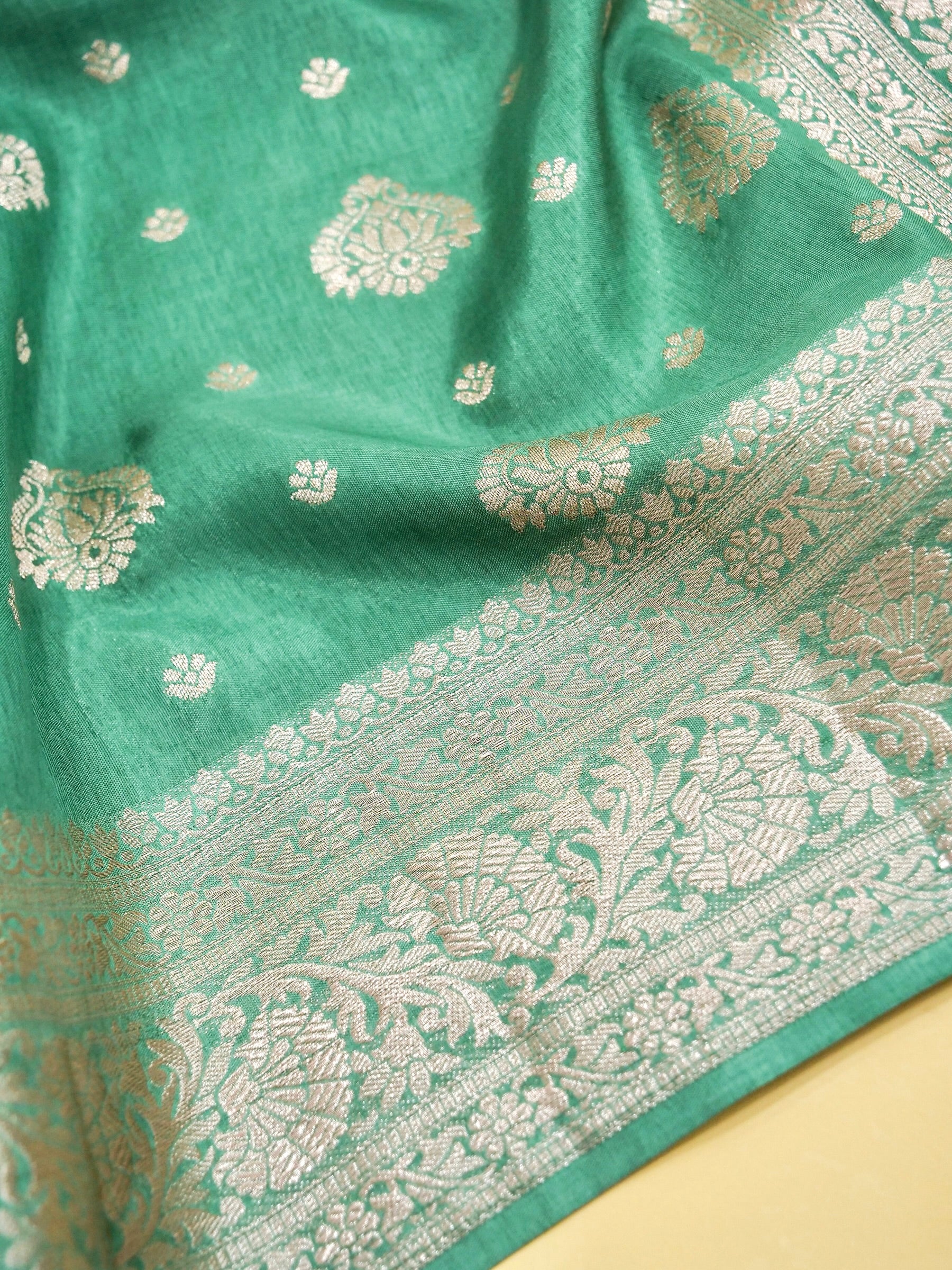 Sea Green Banarasi Dola Silk Saree - Image 5