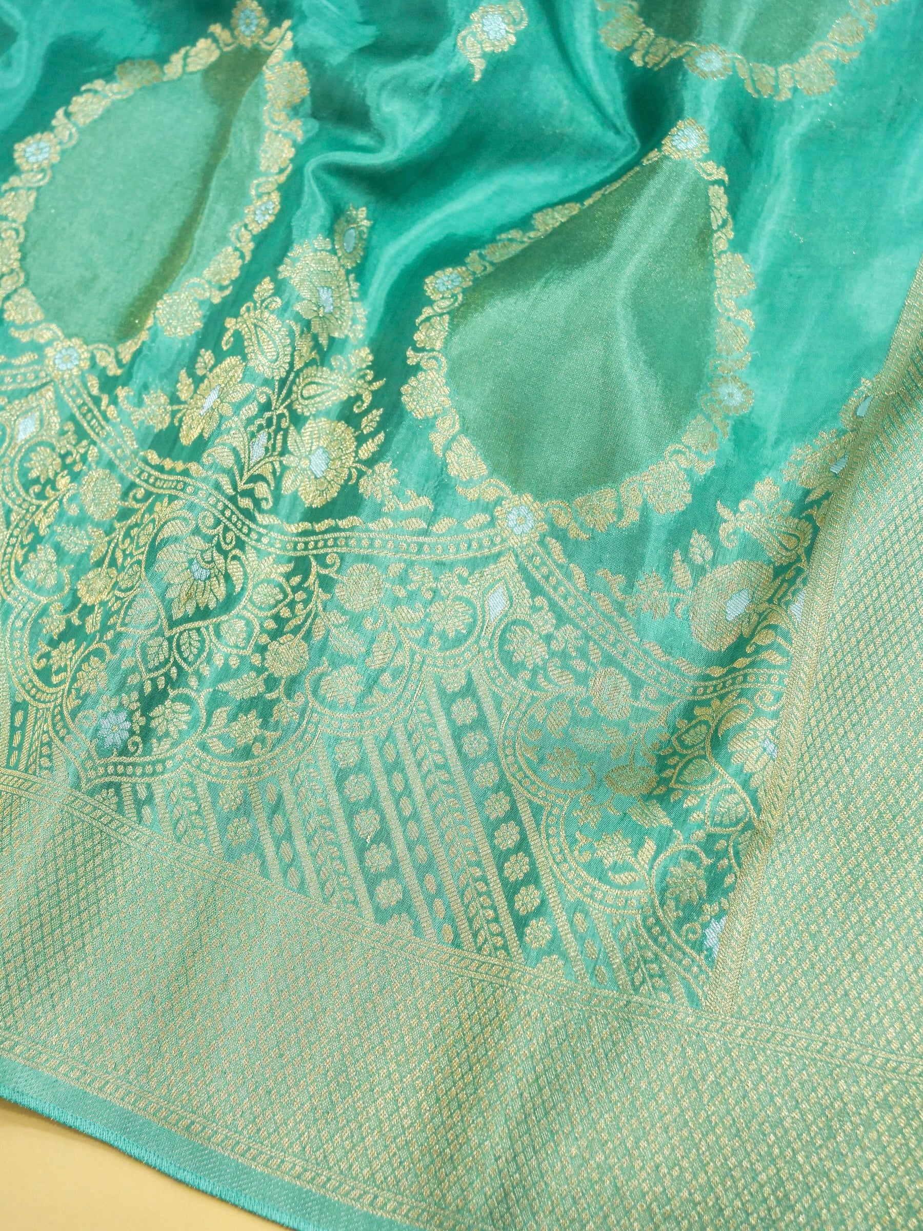 Sea Green Banarasi Silk Saree - Image 4
