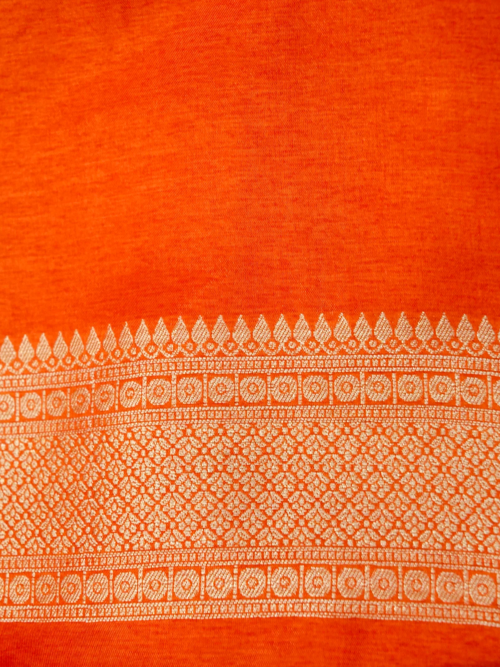 Tangerine Orange Banarasi Dola Silk Saree - Image 6