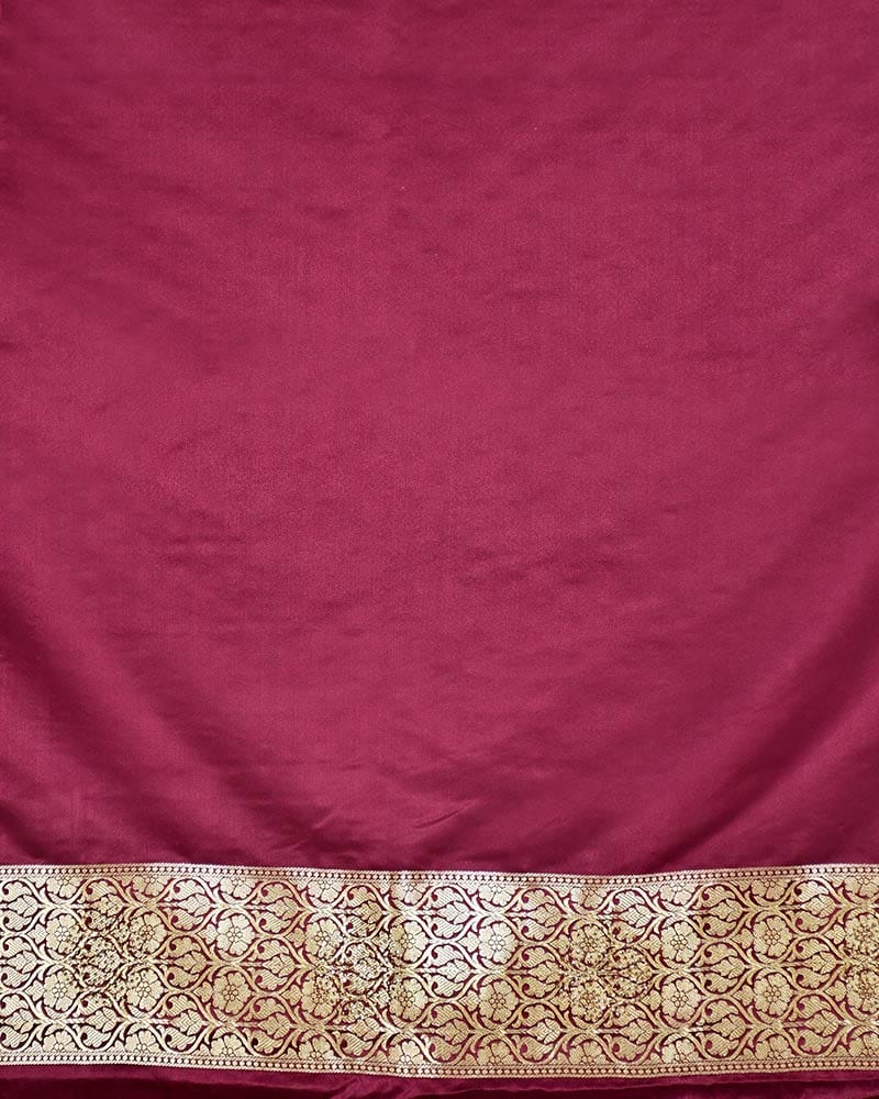 Wine Banarasi Silk Saree with Zari - Image 5