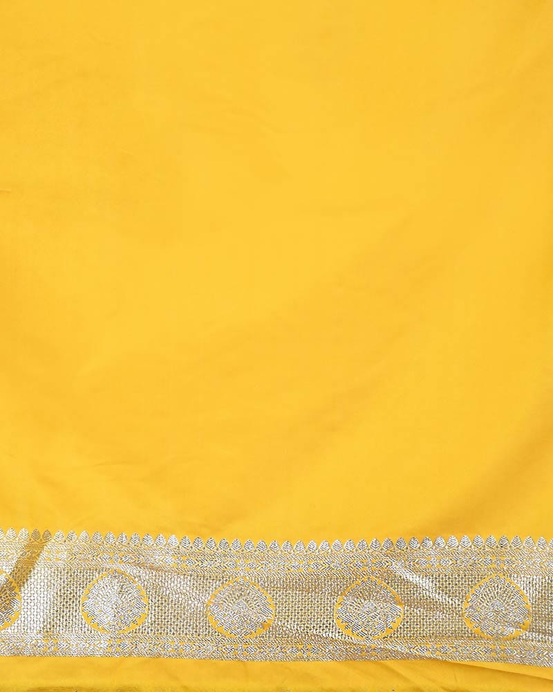 Yellow Banarasi Silk Saree with Zari Buti - Image 5